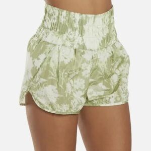 Free people movement the way home high rise shorts in green tie dye